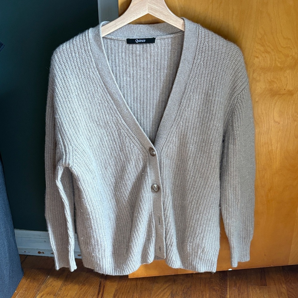 Quince Ribbed Cashmere Cardigan | size small